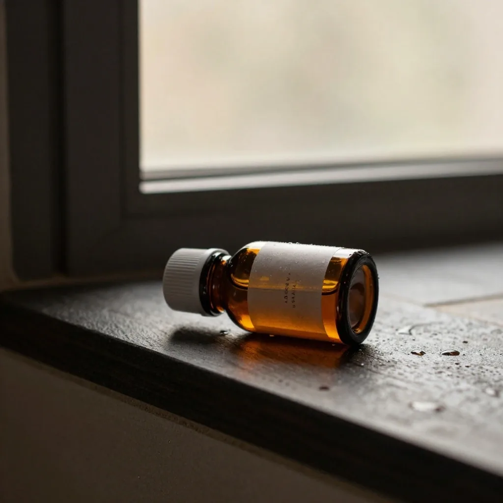 Amber supplement bottle close-up